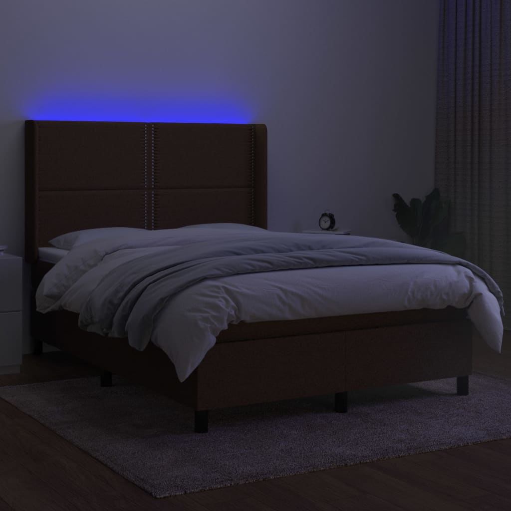 Sommier à lattes de lit matelas LED Marron foncé 140x190 cm