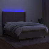 Sommier à lattes de lit matelas LED Taupe 140x200 cm Tissu