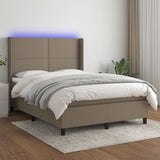 Sommier à lattes de lit matelas LED Taupe 140x200 cm Tissu