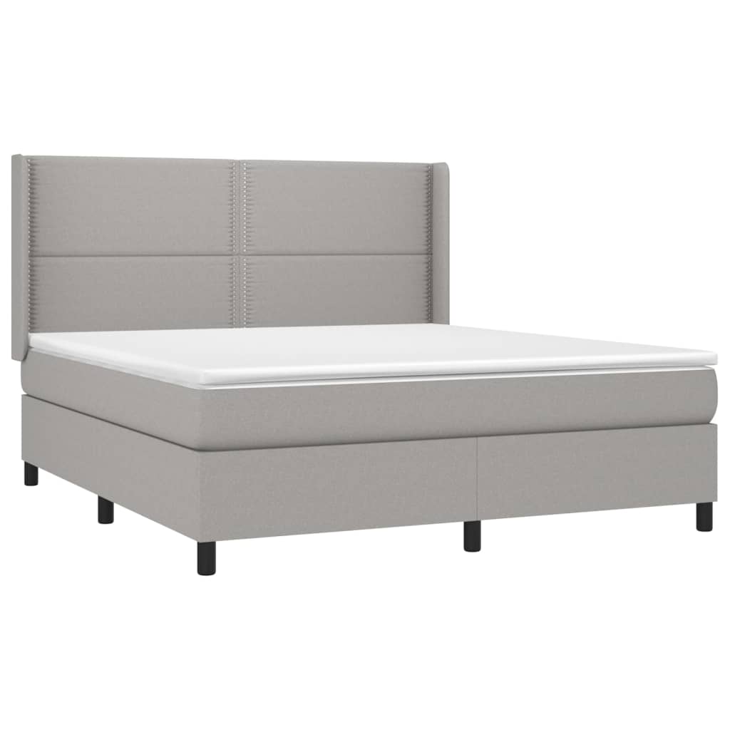 Sommier à lattes de lit matelas LED Gris clair 160x200 cm Tissu