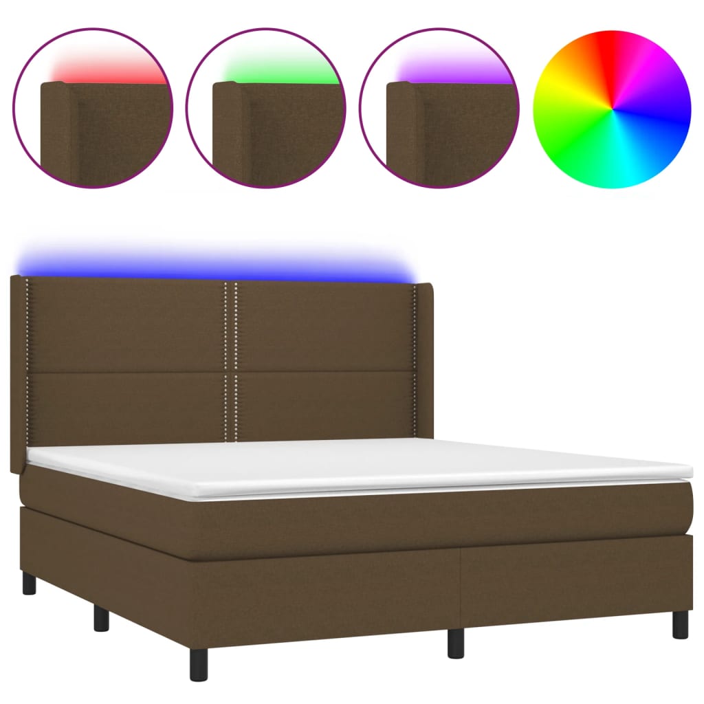 Sommier à lattes de lit matelas LED Marron foncé 160x200 cm