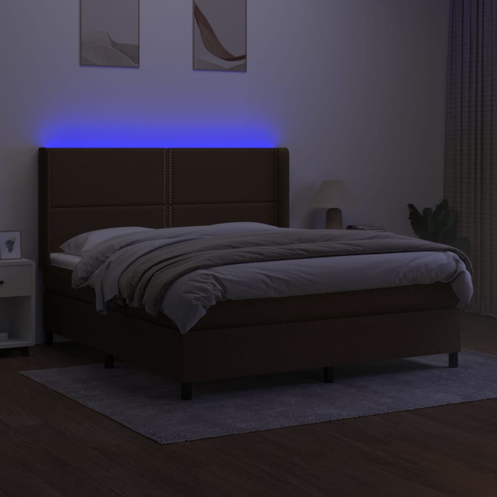 Slatted bed base LED mattress Dark brown 160x200 cm