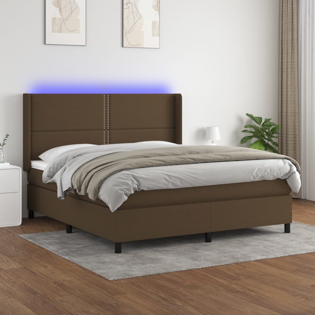 Slatted bed base LED mattress Dark brown 160x200 cm