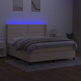 Sommier à lattes de lit matelas LED Crème 160x200 cm Tissu