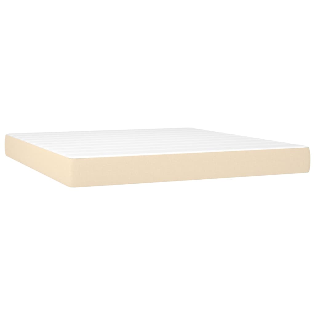 Sommier à lattes de lit matelas LED Crème 160x200 cm Tissu