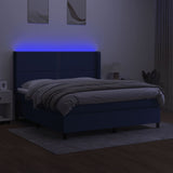 Sommier à lattes de lit matelas LED Bleu 160x200 cm Tissu