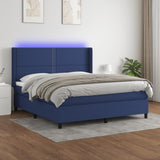 Sommier à lattes de lit matelas LED Bleu 160x200 cm Tissu