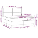 Lattenrost LED-Matratze Hellgrau 180x200 cm Stoff