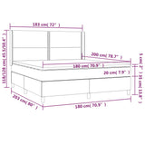 Sommier à lattes de lit matelas LED Crème 180x200 cm Tissu