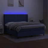 Sommier à lattes de lit matelas LED Bleu 180x200 cm Tissu