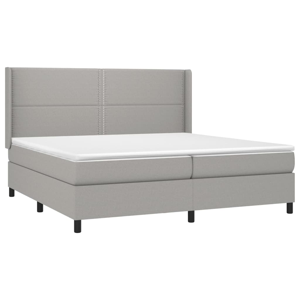 Sommier à lattes de lit matelas LED Gris clair 200x200 cm Tissu