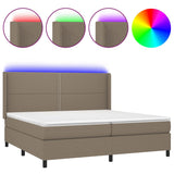 Sommier à lattes de lit matelas LED Taupe 200x200 cm Tissu