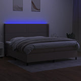 Sommier à lattes de lit matelas LED Taupe 200x200 cm Tissu