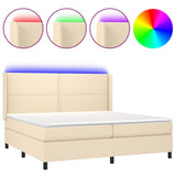 Sommier à lattes de lit matelas LED Crème 200x200 cm Tissu