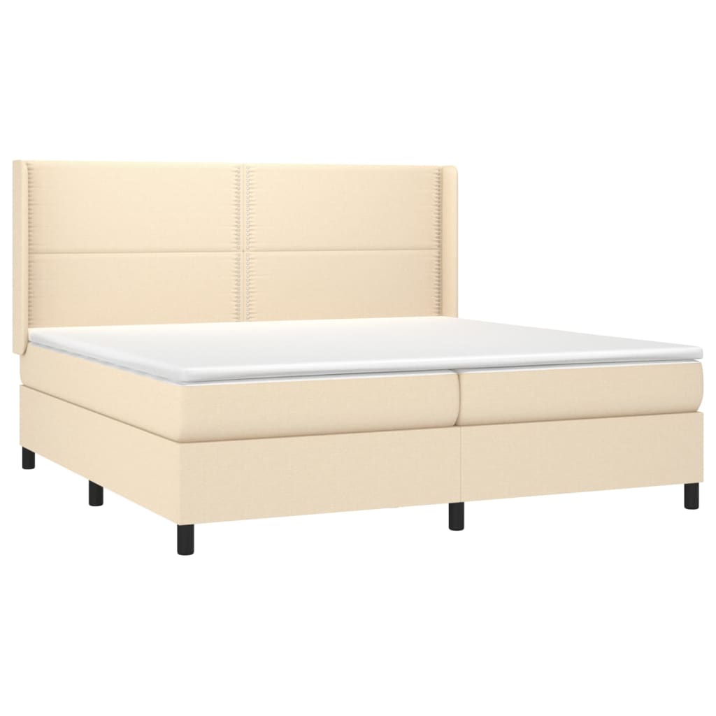 Sommier à lattes de lit matelas LED Crème 200x200 cm Tissu