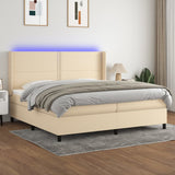 Sommier à lattes de lit matelas LED Crème 200x200 cm Tissu