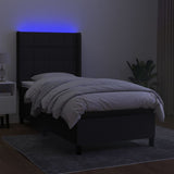 Bed slatted base LED mattress Black 80x200cm Fabric