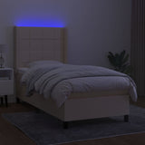 Sommier à lattes de lit matelas et LED Crème 90x200 cm Tissu