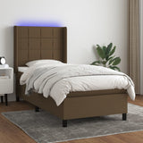 Slatted bed base with mattress and LED Dark brown 100x200 cm