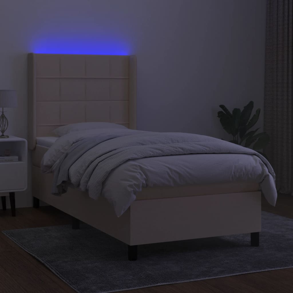 Lattenrostmatratze und LED-Creme-Stoff 100 x 200 cm