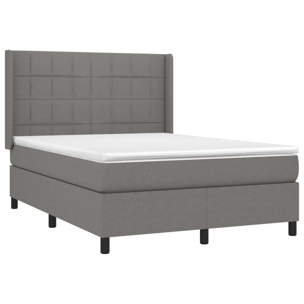 Sommier à lattes de lit matelas LED Gris foncé 140x190 cm Tissu