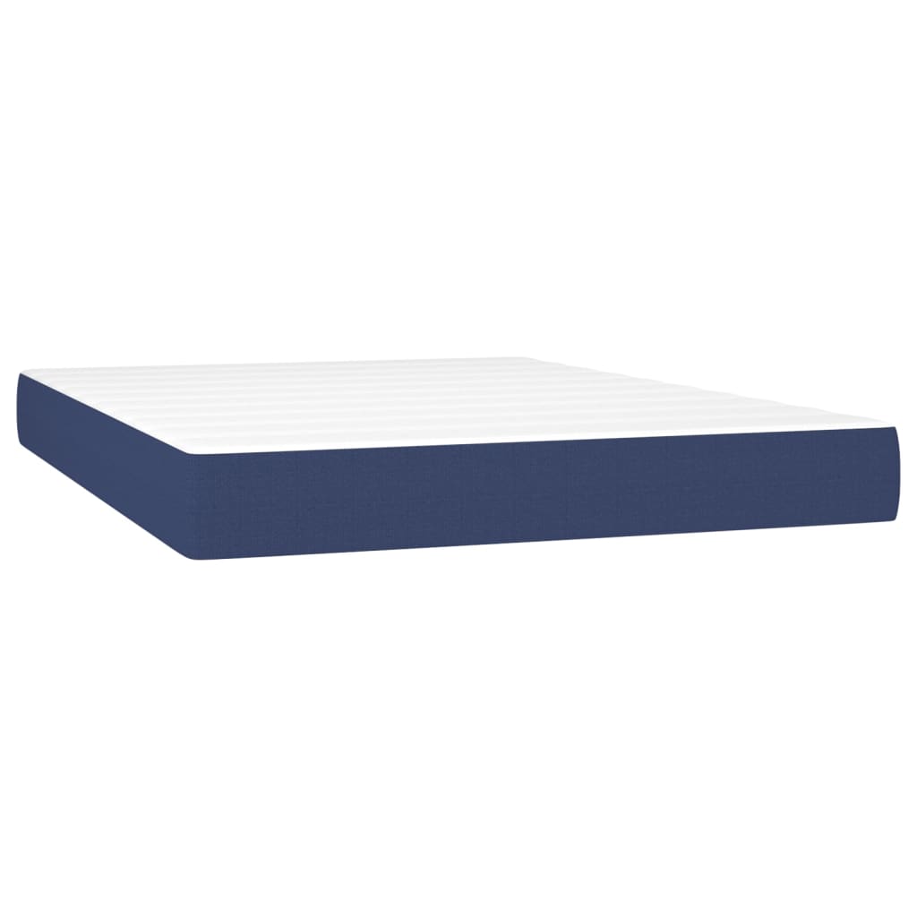 Bed slatted base mattress and LED Blue 140x190 cm Fabric