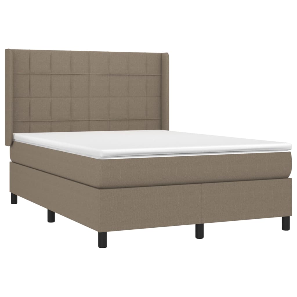 Sommier à lattes de lit matelas et LED Taupe 140x200 cm Tissu