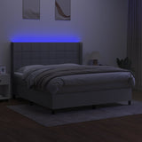 Bed slatted base LED mattress Light gray 160x200 cm Fabric