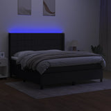 Sommier à lattes de lit matelas et LED Noir 160x200 cm Tissu