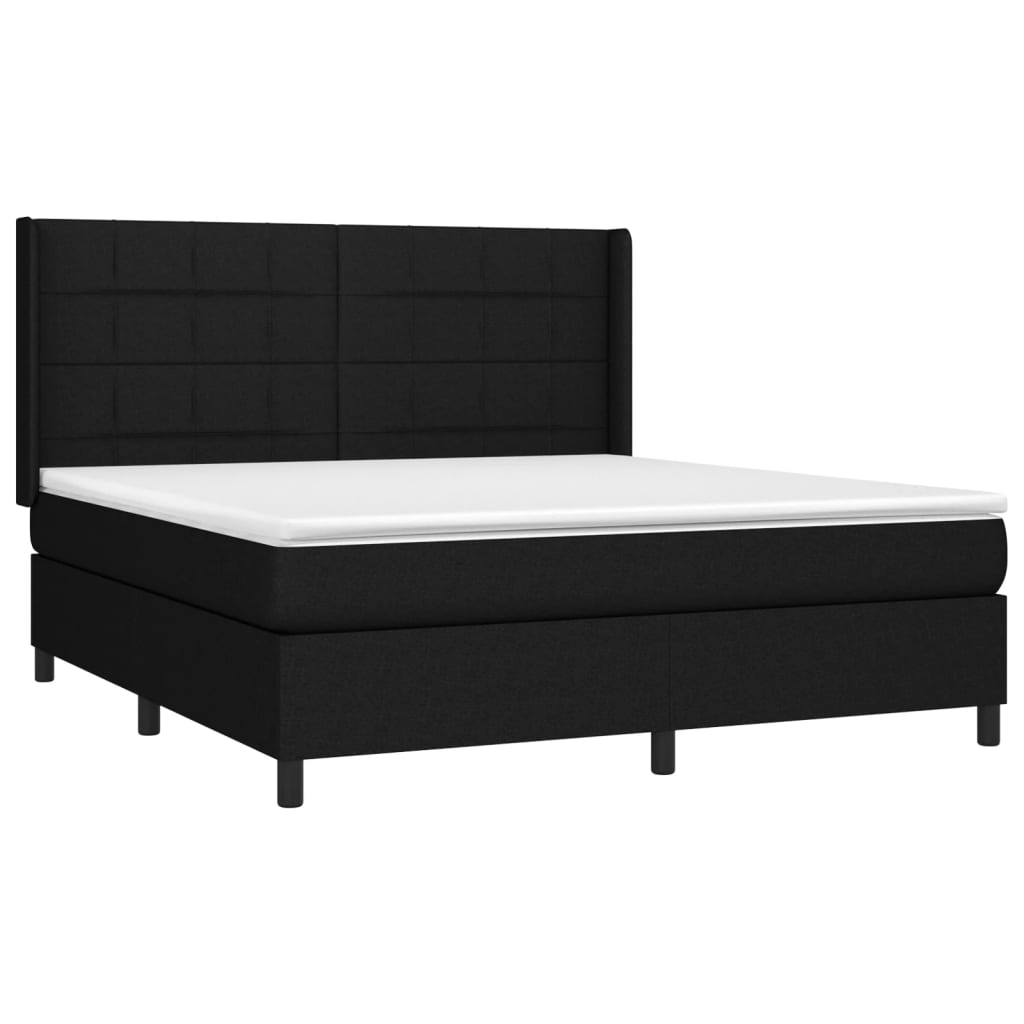 Bed slatted base mattress and LED Black 160x200 cm Fabric