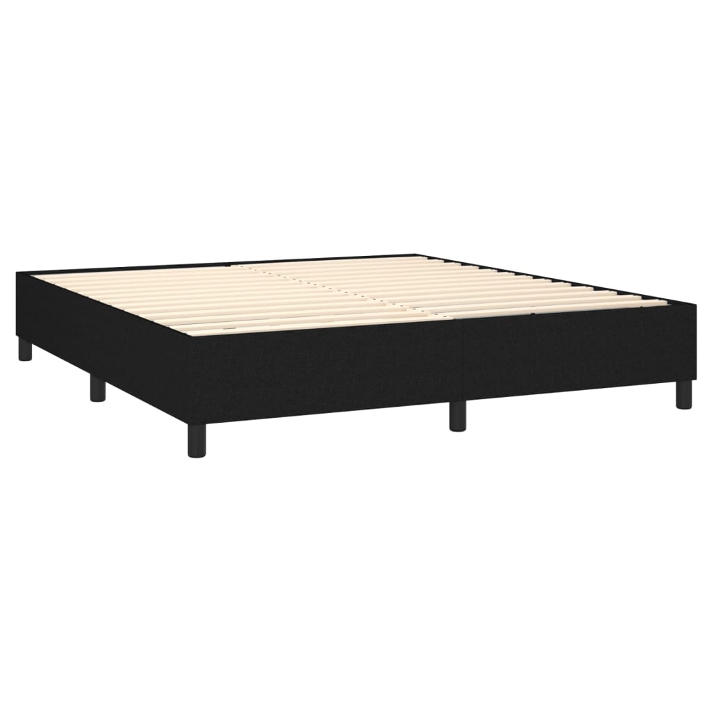 Bed slatted base mattress and LED Black 160x200 cm Fabric