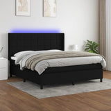 Bed slatted base mattress and LED Black 160x200 cm Fabric