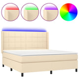 Sommier à lattes de lit matelas et LED Crème 160x200 cm Tissu