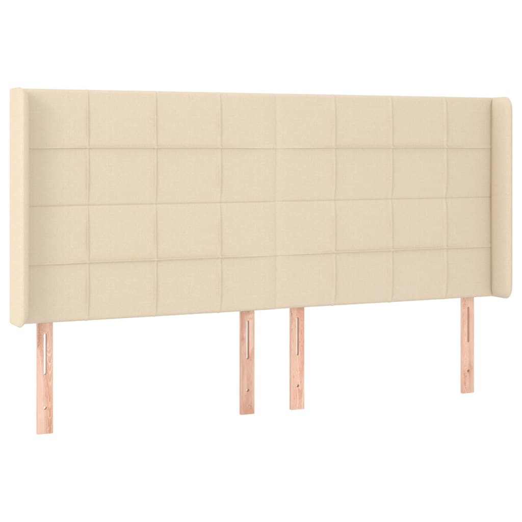 Sommier à lattes de lit matelas et LED Crème 160x200 cm Tissu