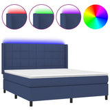 Bed slatted base mattress and LED Blue 160x200 cm Fabric