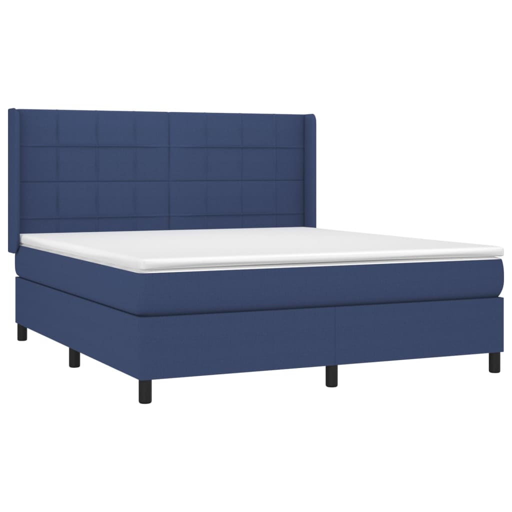 Bed slatted base mattress and LED Blue 160x200 cm Fabric