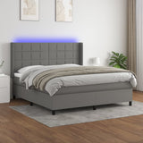 Slatted bed base LED mattress Dark gray 180x200 cm Fabric