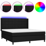 Sommier à lattes de lit matelas et LED Noir 180x200 cm Tissu