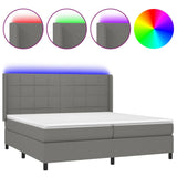 Sommier à lattes de lit matelas LED Gris foncé 200x200 cm Tissu