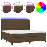 Slatted bed base with mattress and LED Dark brown 200x200 cm