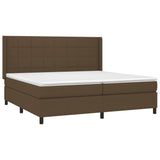 Slatted bed base with mattress and LED Dark brown 200x200 cm