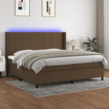 Sommier à lattes de lit matelas et LED Marron foncé 200x200 cm