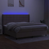 Slatted bed base with mattress and LED Taupe 200x200 cm Fabric