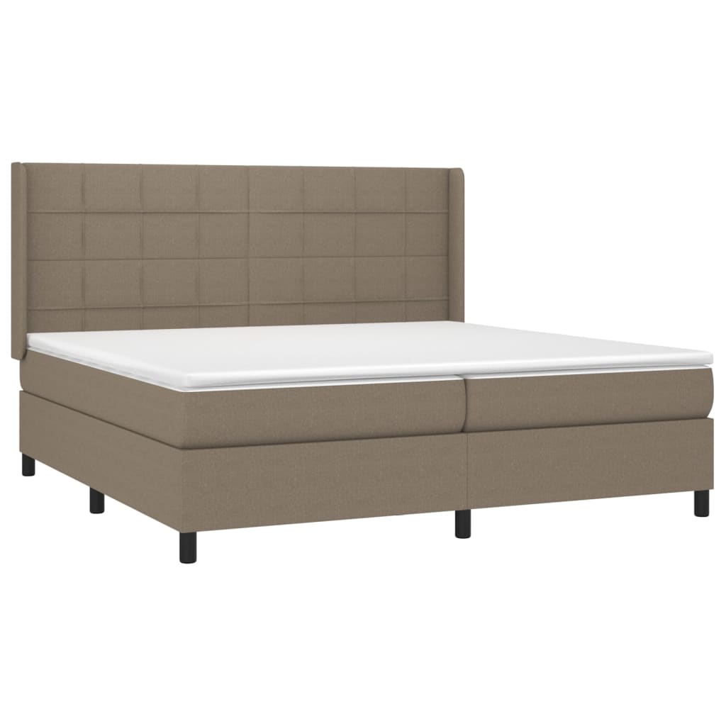 Slatted bed base with mattress and LED Taupe 200x200 cm Fabric