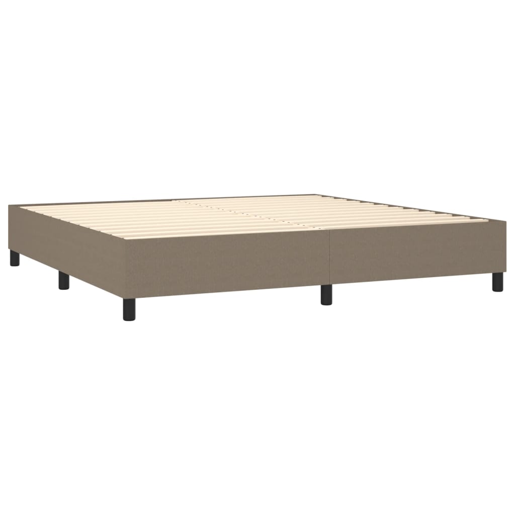 Slatted bed base with mattress and LED Taupe 200x200 cm Fabric