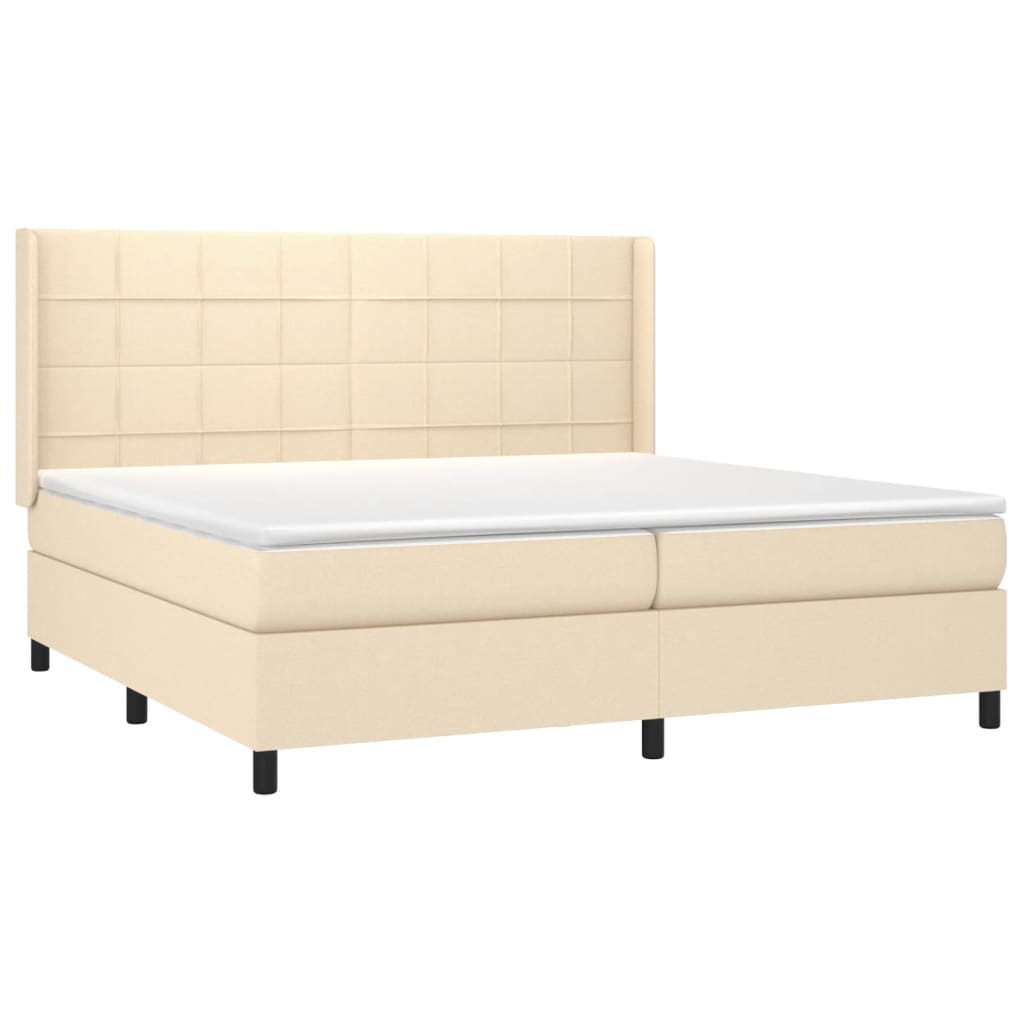 Bed slatted base mattress and LED Cream 200x200 cm Fabric