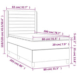 Lattenrost LED-Matratze Hellgrau 80x200cm Stoff