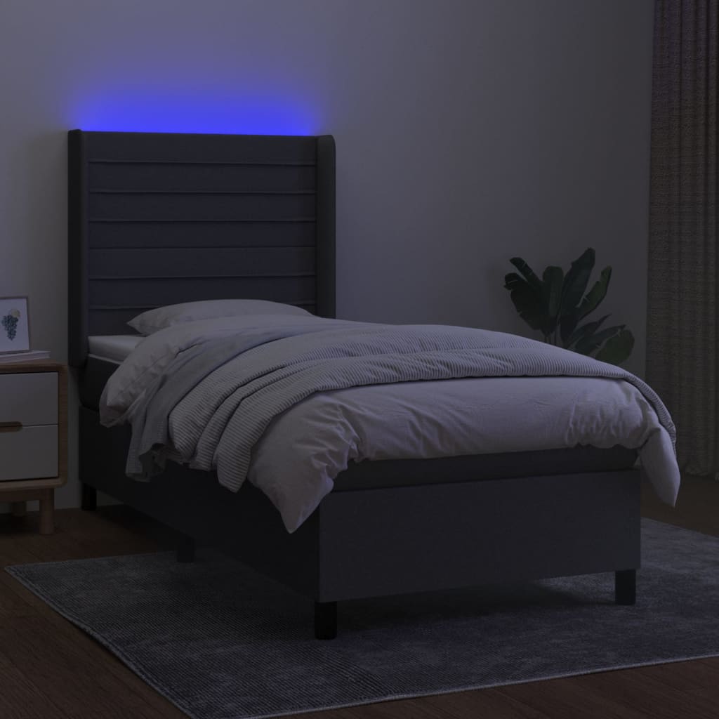 Sommier à lattes de lit matelas LED Gris foncé 80x200cm Tissu