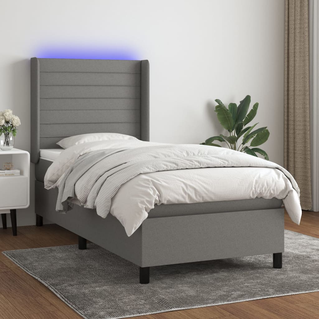 Sommier à lattes de lit matelas LED Gris foncé 80x200cm Tissu