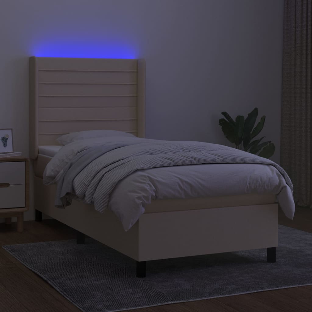 Lattenrostmatratze und LED-Creme-Stoff 80 x 200 cm